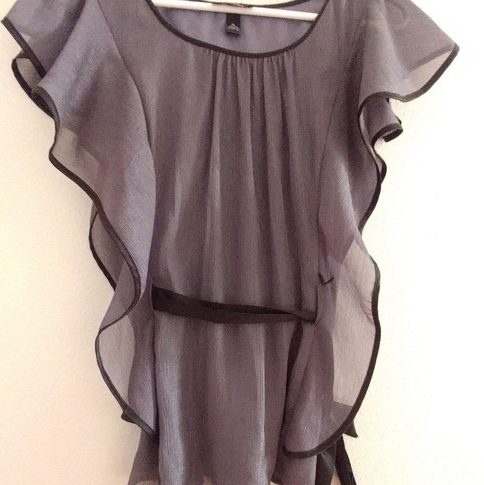 Dressy Shimmery Gray Blouse XL